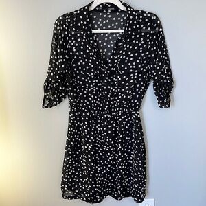 Maurices Black & White Polka Dot Sheer with Liner Dress